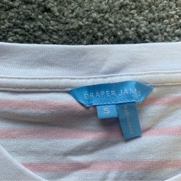 Draper James tie waist t shirt light pink mariner stripe dress - Picture 5 of 13